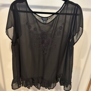 Torrid Black Sheer Embroidered Women's Top